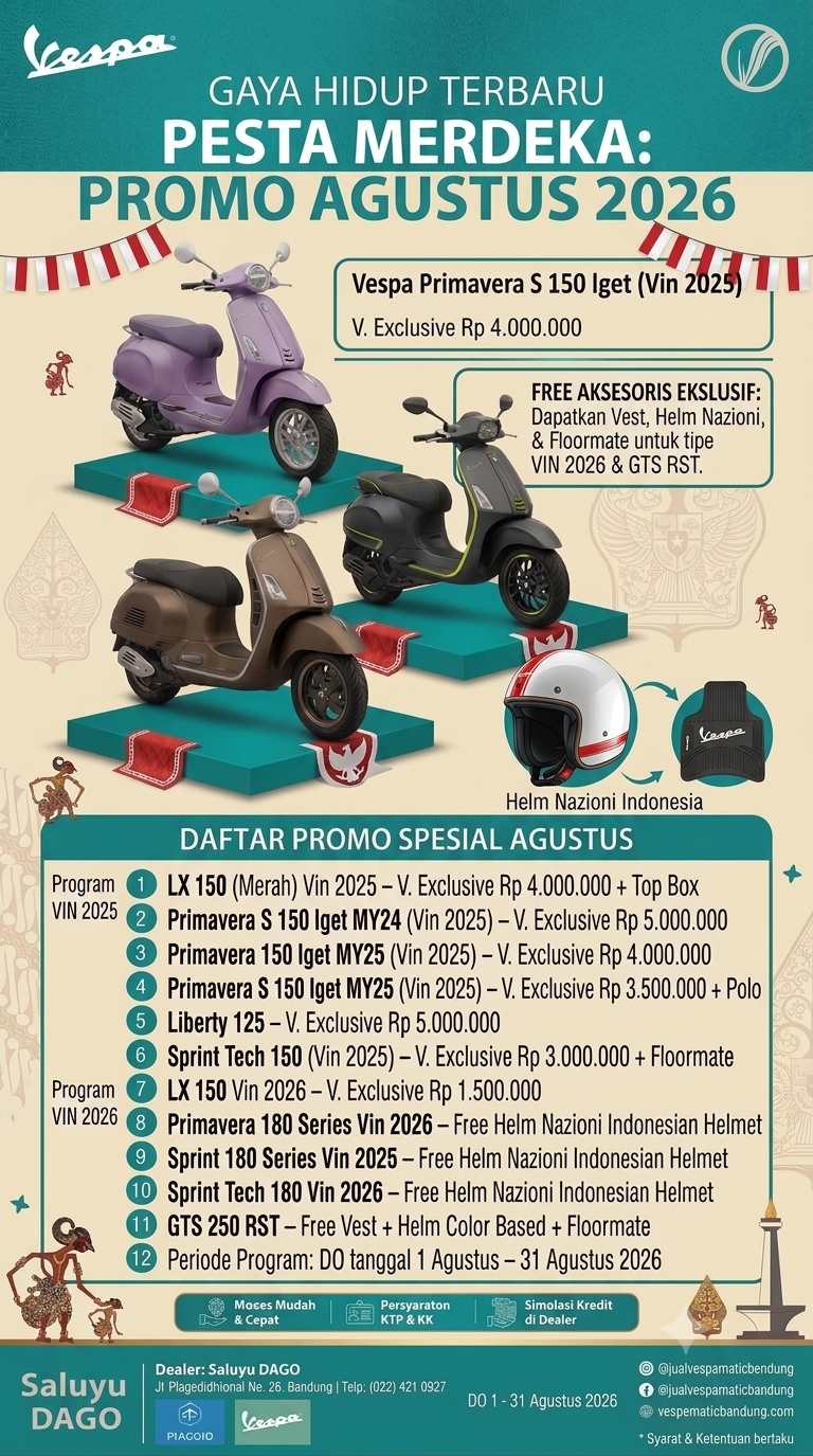 Tampil Gaya dengan Vespa Baru! Nikmati Promo Pesta Merdeka Agustus 2026 di Saluyu Dago Bandung